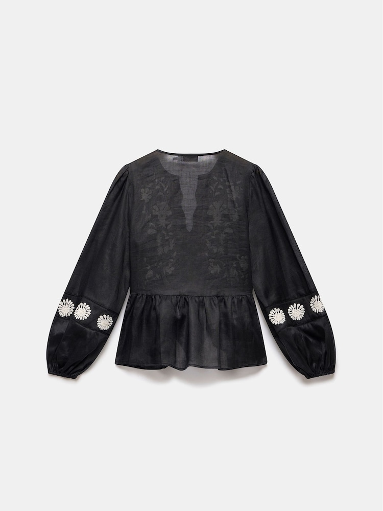 Mint Velvet Black Embroidered Detail Top - Image 7 of 7