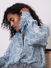Mint Velvet Blue Snake Print Boho Shirt - Image 4 of 7