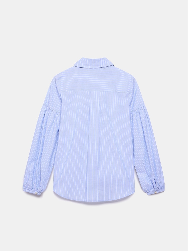Mint Velvet Blue Striped Pintuck 100% Cotton Shirt - Image 7 of 7