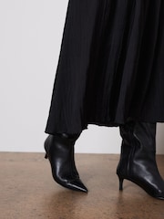 Mint Velvet Black Satin Crinkle Maxi Skirt - Image 3 of 7