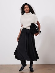 Mint Velvet Black Satin Crinkle Maxi Skirt - Image 5 of 7