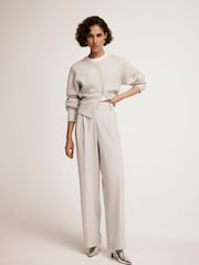 Mint Velvet Grey Pleated Wide Trousers - Image 1 of 7
