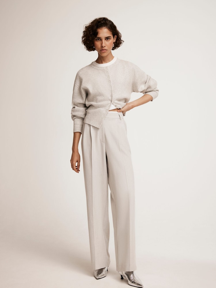 Mint Velvet Grey Pleated Wide Trousers - Image 1 of 7