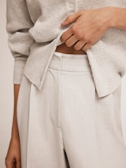 Mint Velvet Grey Pleated Wide Trousers - Image 3 of 7