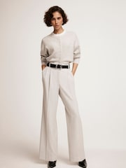 Mint Velvet Grey Pleated Wide Trousers - Image 4 of 7