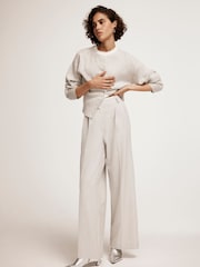 Mint Velvet Grey Pleated Wide Trousers - Image 5 of 7