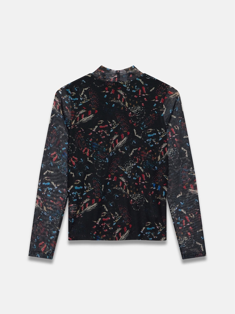 Mint Velvet Black Floral Print Mesh Top - Image 7 of 7 Mint Velvet Black Floral Print Mesh Top - Image 7 of 7