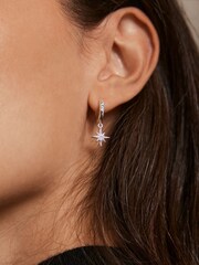 Mint Velvet Silver Plated Star Hoop Earrings - Image 5 of 5