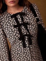 Mint Velvet Black Floral Print Midi Dress - Image 4 of 7
