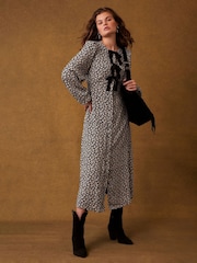 Mint Velvet Black Floral Print Midi Dress - Image 5 of 7