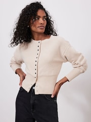 Mint Velvet Cream Cotton Blend Cardigan - Image 2 of 7