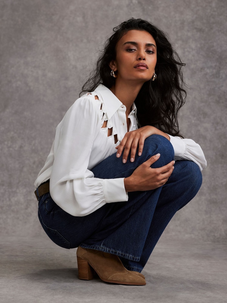 Mint Velvet White Bow Detail Shirt - Image 2 of 7
