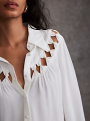 Mint Velvet White Bow Detail Shirt - Image 5 of 7