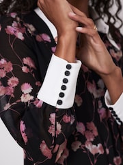 Mint Velvet Black Floral Print Mini Shirt Dress - Image 4 of 7