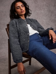 Mint Velvet Blue Washed Quilted Jacket - Image 1 of 7