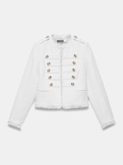 Mint Velvet White Boucle Military Jacket - Image 6 of 7