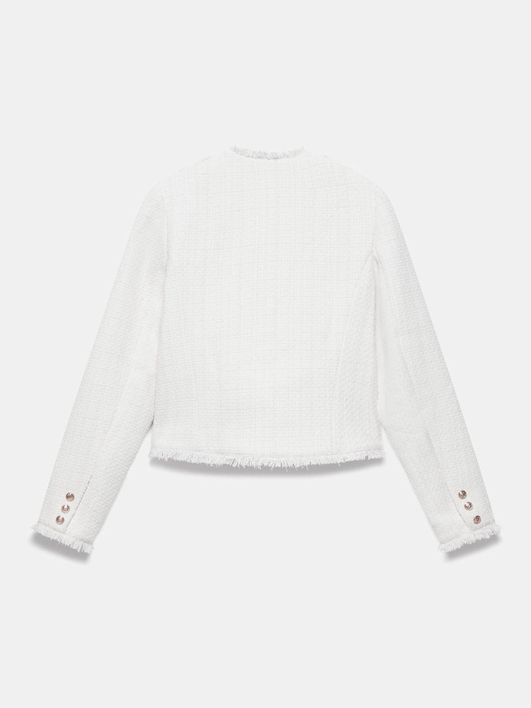 Mint Velvet White Boucle Military Jacket - Image 7 of 7