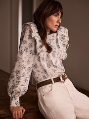 Mint Velvet White Floral Print 100% Cotton Blouse - Image 2 of 7