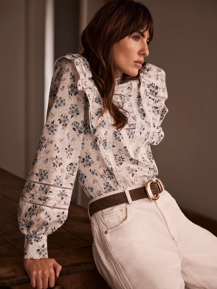 Mint Velvet White Floral Print 100% Cotton Blouse - Image 2 of 7