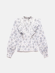 Mint Velvet White Floral Print 100% Cotton Blouse - Image 6 of 7