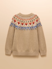 Joules Boys' Fairisle Jonty Oatmeal Knit Jumper - Image 2 of 4
