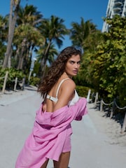 Pink 100% Linen Beach Shirt - Image 5 of 8