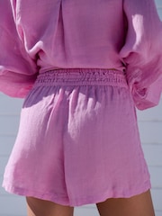 Pink 100% Linen Shorts - Image 3 of 7