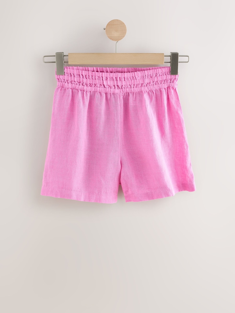Pink 100% Linen Shorts - Image 5 of 7