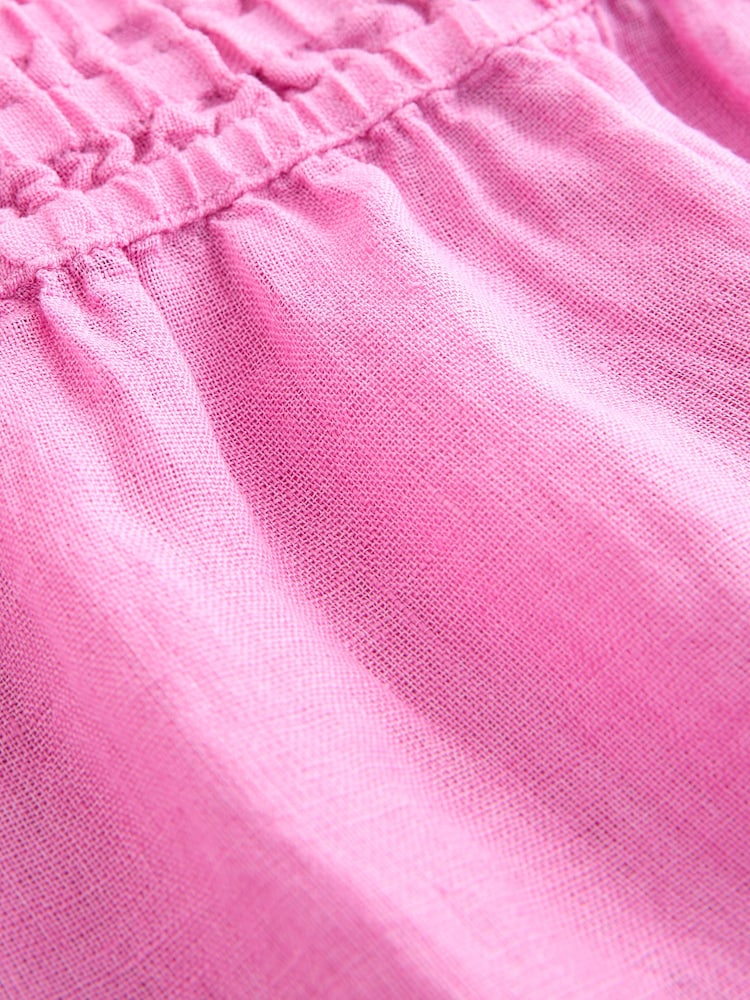 Pink 100% Linen Shorts - Image 6 of 7