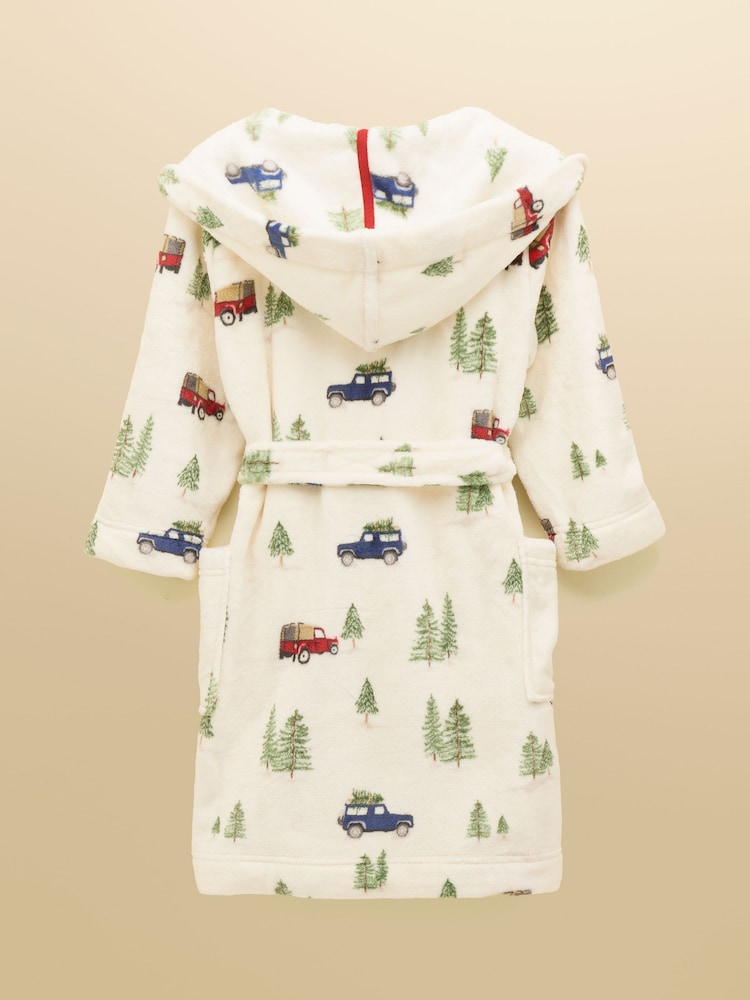 Joules Boys' Snug Cream Dressing Gown - Image 2 of 4 Joules Boys' Snug Cream Dressing Gown - Image 2 of 4