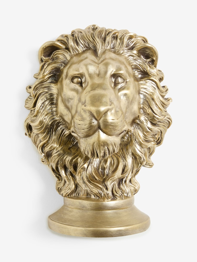 Gold Lion Head Wall Plaque - Image 1 of 3 Gold Lion Head Wall Plaque - Image 1 of 3