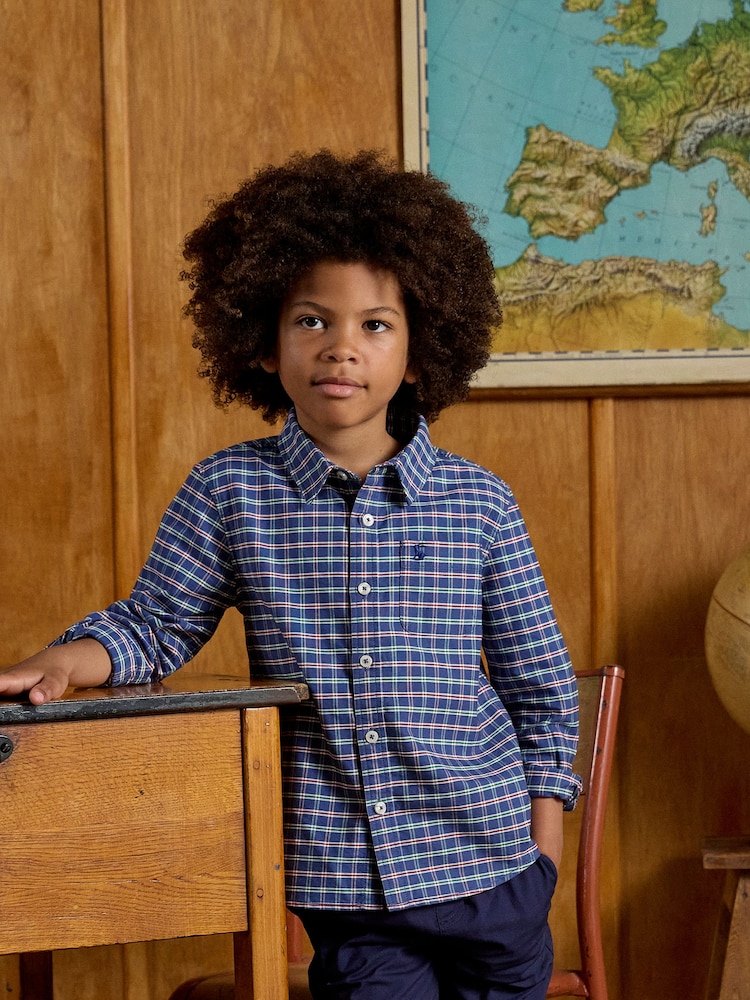 Joules Boys' Welford Blue Check Checked Shirt - Image 1 of 7 Joules Boys' Welford Blue Check Checked Shirt - Image 1 of 7