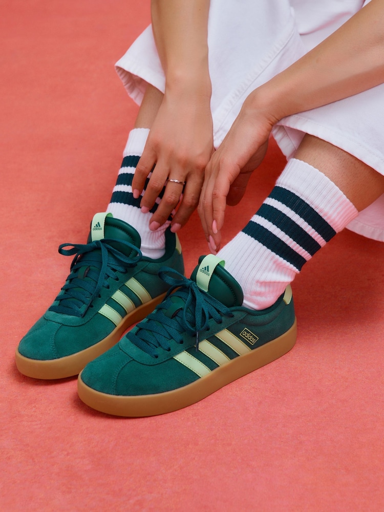 adidas Green White VL Court 3.0 Trainers - Image 1 of 9 adidas Green White VL Court 3.0 Trainers - Image 1 of 9