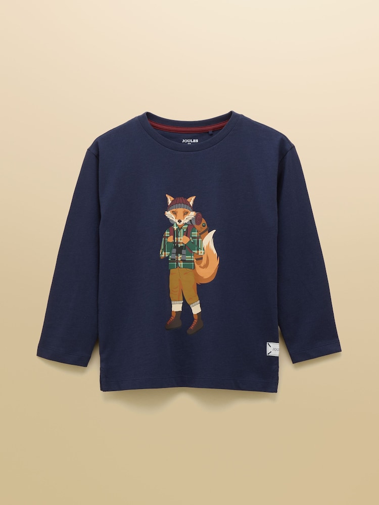 Joules Boys' Finlay Navy Blue Long Sleeve Top - Image 1 of 2 Joules Boys' Finlay Navy Blue Long Sleeve Top - Image 1 of 2