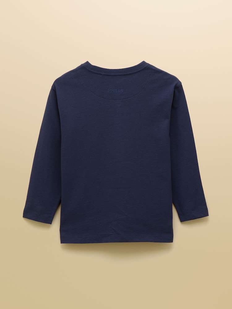 Joules Boys' Finlay Navy Blue Long Sleeve Top - Image 2 of 2 Joules Boys' Finlay Navy Blue Long Sleeve Top - Image 2 of 2