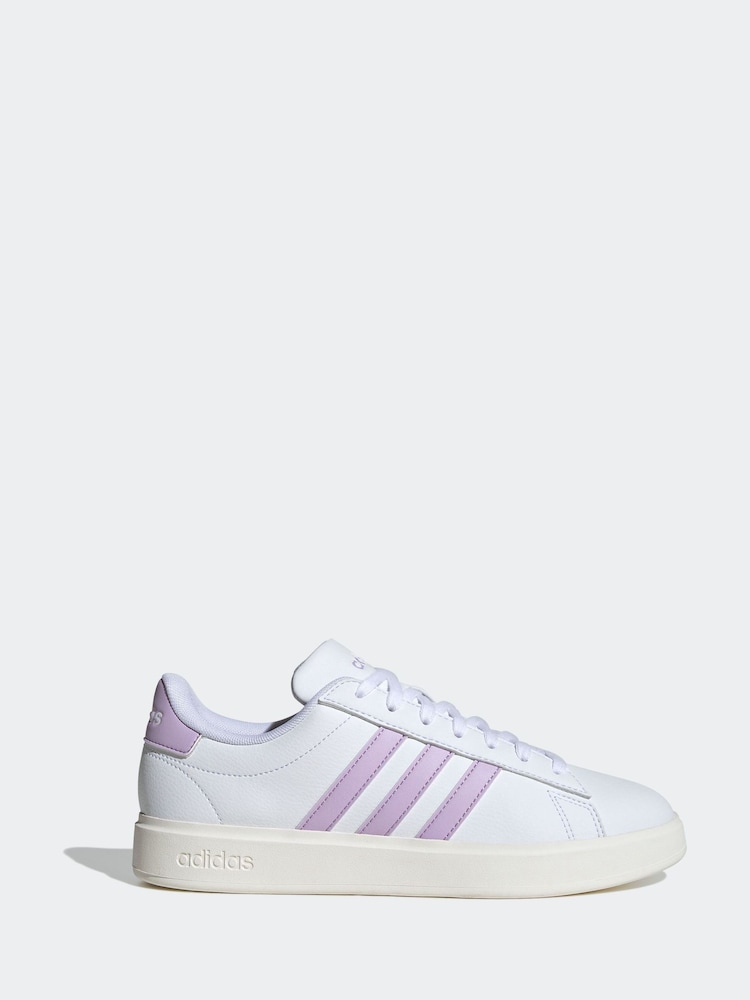 adidas White/Grey Grand Court 2.0 Trainers - Image 1 of 9