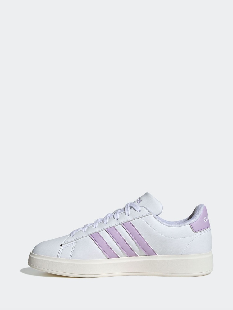 adidas White/Grey Grand Court 2.0 Trainers - Image 2 of 9