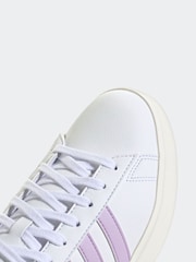 adidas White/Grey Grand Court 2.0 Trainers - Image 8 of 9