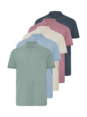 BadRhino Big & Tall Green Jersey 100% Cotton Polo Shirts 5 Pack - Image 5 of 10