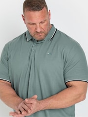 BadRhino Big & Tall Green Pique Tip 100% Cotton Polo Shirt - Image 3 of 5