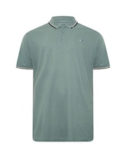 BadRhino Big & Tall Green Pique Tip 100% Cotton Polo Shirt - Image 4 of 5