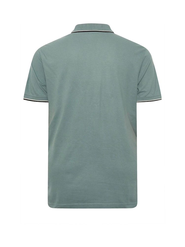 BadRhino Big & Tall Green Pique Tip 100% Cotton Polo Shirt - Image 5 of 5
