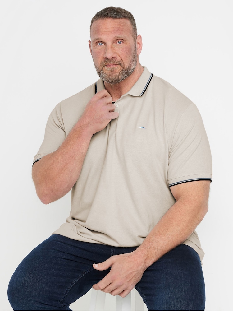 BadRhino Big & Tall Natural Pique Tip 100% Cotton Polo Shirt - Image 1 of 6