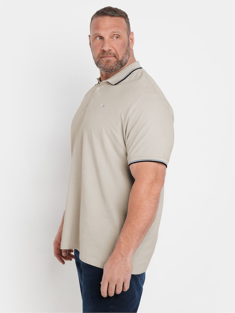 BadRhino Big & Tall Natural Pique Tip 100% Cotton Polo Shirt - Image 2 of 6