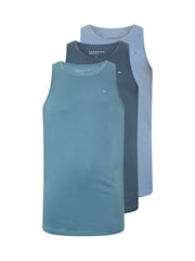 BadRhino Big & Tall Blue Plain Vest 100% Cotton Tops 3 Pack - Image 2 of 6