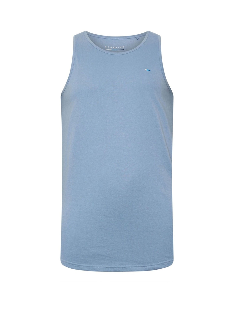 BadRhino Big & Tall Blue Plain Vest 100% Cotton Tops 3 Pack - Image 6 of 6