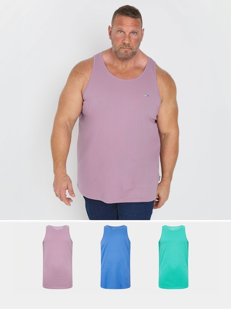 BadRhino Big & Tall Plain 100% Cotton Vests 3 Pack - صورة 1 من 8