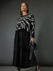 Roman Black Animal Print Knitted Jumper - Image 2 of 8