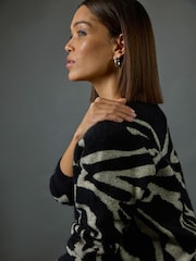 Roman Black Animal Print Knitted Jumper - Image 3 of 8