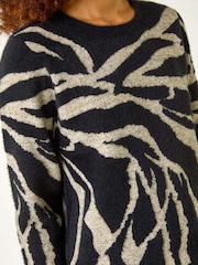 Roman Black Animal Print Knitted Jumper - Image 8 of 8